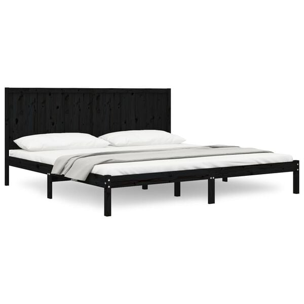 vidaXL Bed Frame without Mattress Black 200x200 cm Solid Wood Pine