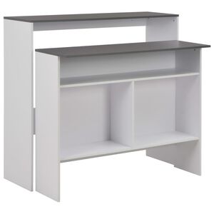 vidaXL Bar Table | White with Grey Tabletop | Engineered wood | Bar Height