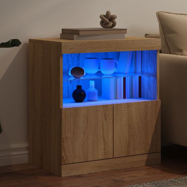 vidaXL Sideboard with LED Lights Sonoma Oak 60x37x67 cm