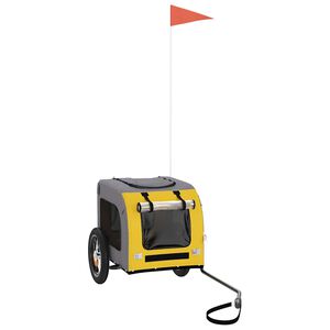 vidaXL Pet Bike Trailer Yellow and Grey Oxford Fabric and Iron