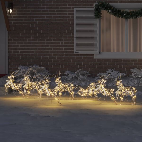 vidaXL LED Reindeers with 40 LEDs 7 pcs Gold PET