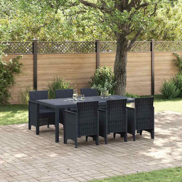 vidaXL Garden Dining Set 7 pcs Anthracite Polt rattan