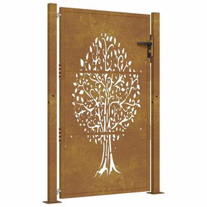 vidaXL Garden Gate 100x150 cm Corten Steel Tree Design