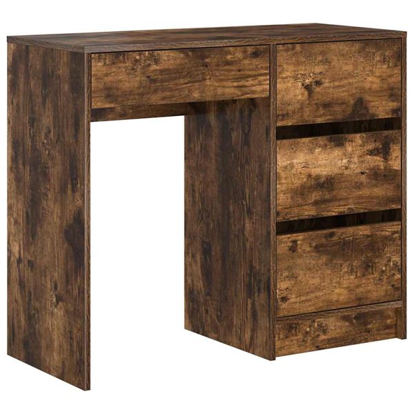 vidaXL Desk with Drawer Smoked Oak 90 x 37.5 x 75 cm Engineered Wood