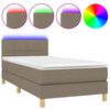 vidaXL Box Spring Bed with Mattress&LED Taupe 90x190cm Fabric