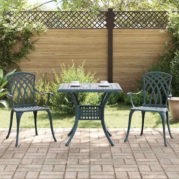vidaXL Garden Table Set 3 pcs Green Cast Aluminium
