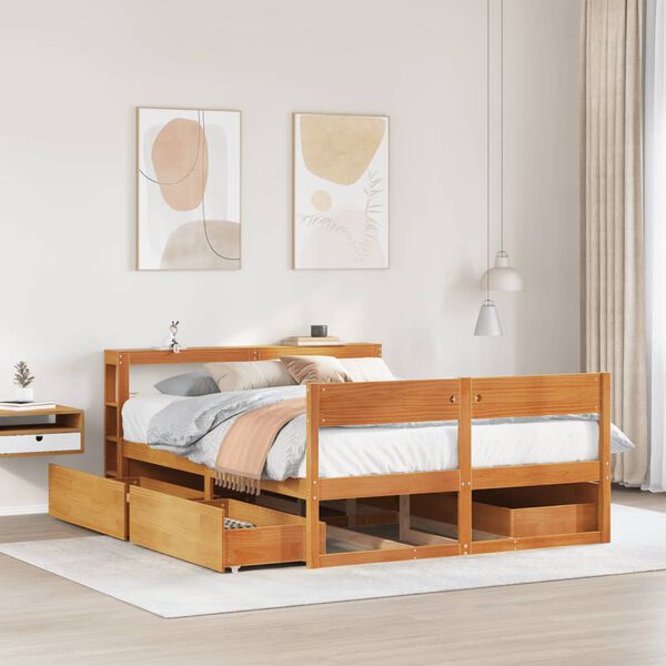 vidaXL Bed Frame without Mattress Wax Brown 160x200 cm Solid Wood Pine