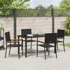 vidaXL Garden Dining Set with Cushion 5 pcs Black Poly Rattan