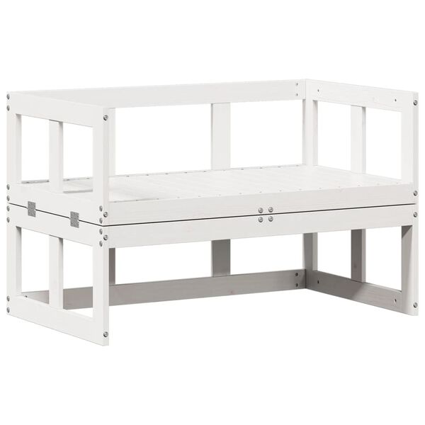 vidaXL Garden Sofa Bench Extendable White Solid Wood Pine