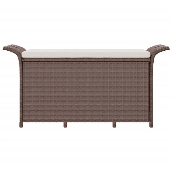vidaXL Garden Bench with Cushion Brown 116x46x57 cm Poly Rattan