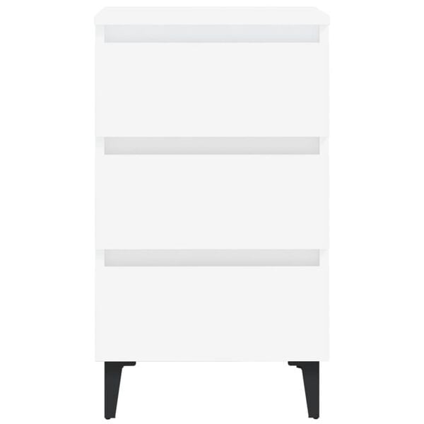 vidaXL Bed Cabinet with Metal Legs White 40x35x69 cm