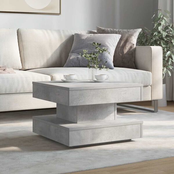 vidaXL Coffee Table 360-Degree Rotatable Concrete Grey 50x50x34.5 cm