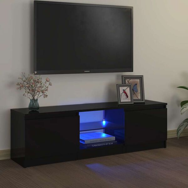 vidaXL TV Cabinet with LED Lights Black 120x30x36 cm
