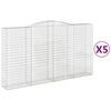 vidaXL Arched Gabion Baskets 5 pcs 400x50x220/240 cm Galvanised Iron