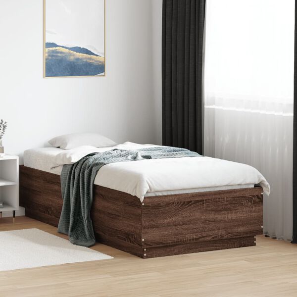 vidaXL Bed Frame without Mattress Brown Oak 75x190 cm Small Single
