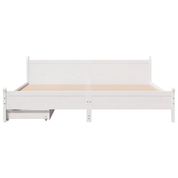 vidaXL Bed Frame without Mattress White 200x200 cm Solid Wood Pine