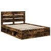 vidaXL Bed Frame Smoked Oak 150 x 200 cm Solid Pine Wood