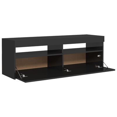vidaXL TV Cabinet with LED Lights High Gloss Black 120x35x40 cm