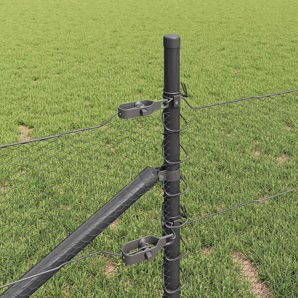 vidaXL Fence Post Grey 100 x 0.8 m (13 mm mesh) Steel and PVC