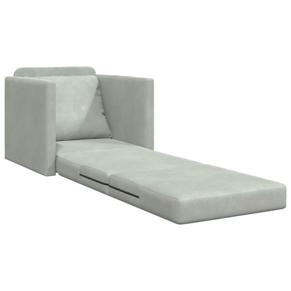 vidaXL Sofa Bed Light Grey 74 x 77 x 81 cm Velvet