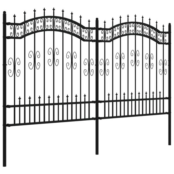 vidaXL Garden Fence with Spear Top Black 240x125 cm Powder-coated Steel