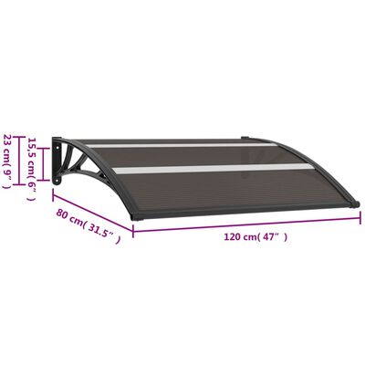 vidaXL Door Canopy Black 120x80 cm PC