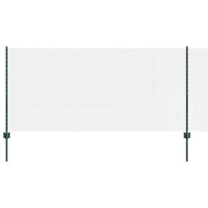 vidaXL Welded Wire Fence with Posts 25 x 1 m Galvanised Steel Green