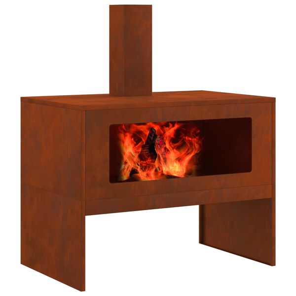 vidaXL Fire Pit Brown 80 x 50 x 96 cm Weathering Steel