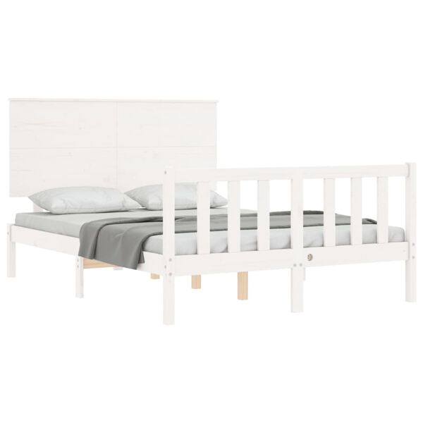 vidaXL Bed Frame without Mattress White Small Double Solid Wood Pine