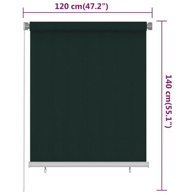 vidaXL Outdoor Roller Blind 120x140 cm Dark Green HDPE