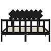 vidaXL Bed Frame without Mattress Black King Size Solid Wood Pine