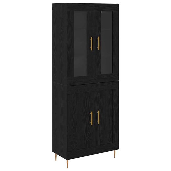 vidaXL Highboard 2 pcs Black Oak 69.5 x 34 x 180 cm Engineered Wood