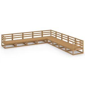 vidaXL 9 Piece Garden Lounge Set Honey Brown Solid Pinewood
