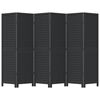 vidaXL Room Divider 6 Panels Black Solid Wood Paulownia