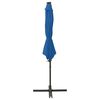 vidaXL Cantilever Garden Parasol with Pole and LED Lights Azure Blue 300 cm