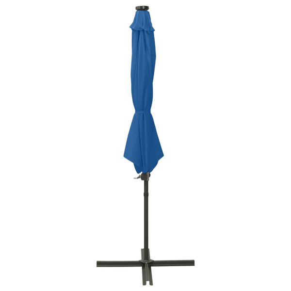 vidaXL Cantilever Garden Parasol with Pole and LED Lights Azure Blue 300 cm