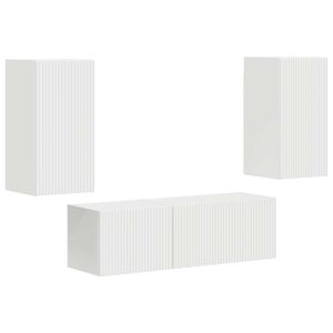 vidaXL TV Wall Cabinet Set Wall-mounted 4 pcs White Engineered Wood