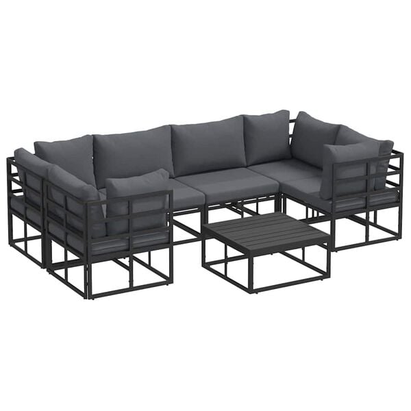 vidaXL Garden Sofa Set 7 pcs Black Aluminium