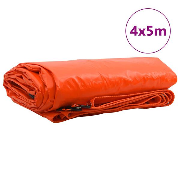 vidaXL Tarpaulin 650g / m² Orange 4 x 5 m Canvas with PVC Coating