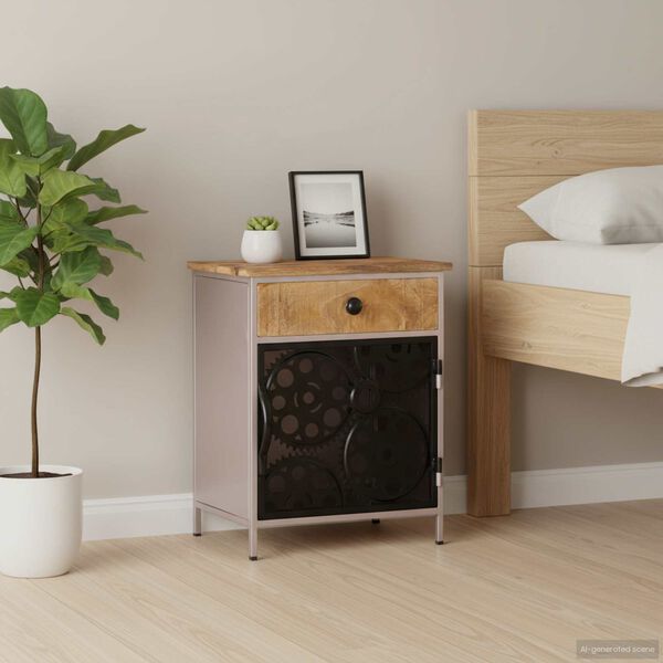 vidaXL Bedside Cabinet 40x30x50 cm Rough Mango Wood
