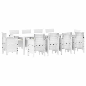 vidaXL Garden Dining Set 11 pcs White Polt rattan