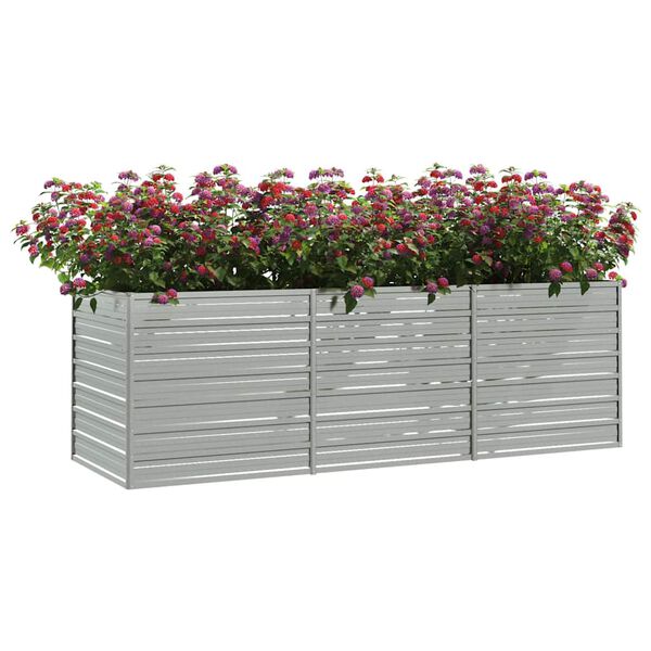 vidaXL Garden Raised Bed 240x80x77 cm Galvanized Steel Silver