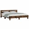 vidaXL Bed Frame with LED without Mattress Smoked Oak 200x200 cm