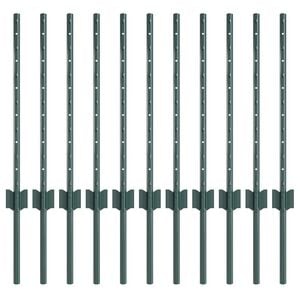 vidaXL Fence Post 11 pcs Green 100 cm Steel