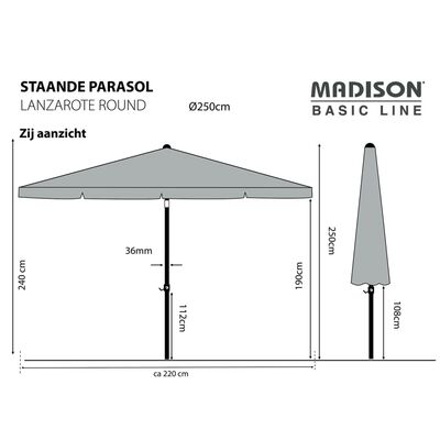 Madison Parasol Lanzarote 250 cm Round Taupe