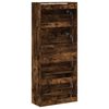 vidaXL Shoe Cabinet with 4 Flip-Drawers Smoked Oak 80x34x187.5 cm