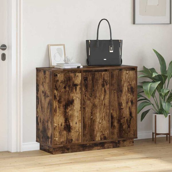 vidaXL LED Sideboard Smoked Oak 90 x 32 x 75 cm Engineered Wood