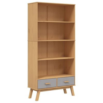 vidaXL Bookcase 4-Tier OLDEN Grey and Brown Solid Wood Pine