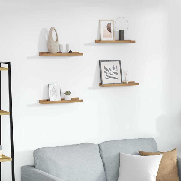vidaXL Wall Shelf with Shelf 4 pcs Brown 40 x 9 x 3 cm Engineered Wood