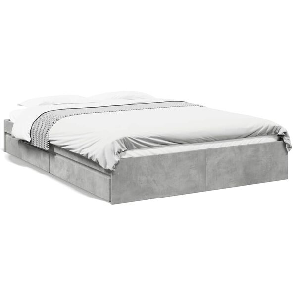 vidaXL Bed Frame with Drawers without Mattress Concrete Grey 160x200 cm